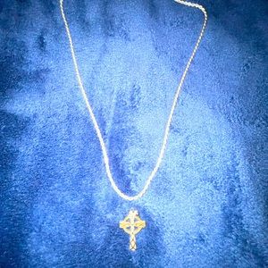 Silver Celtic Cross and Chain Necklace